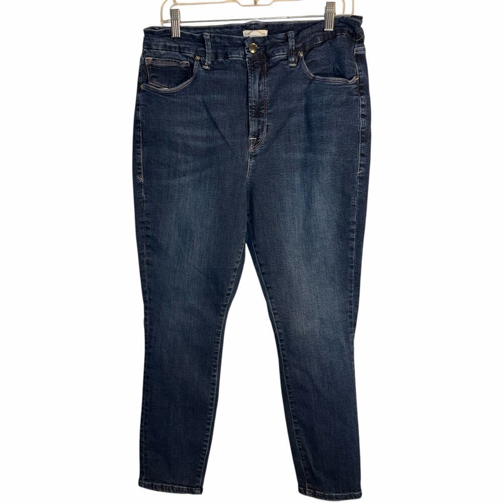 Good American Good Legs Crop Jeans Size 15 Medium Blue Stretch Denim GLC673T